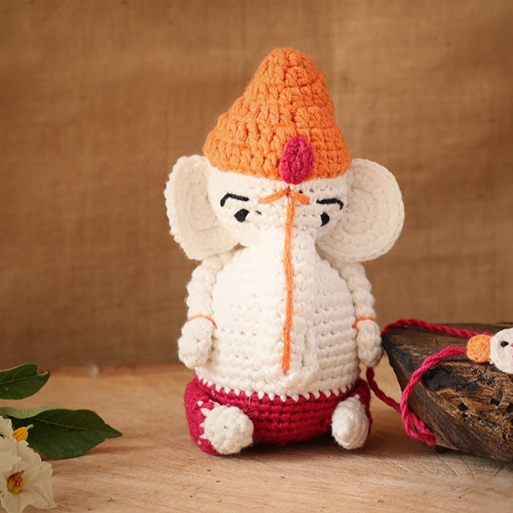 Ganesha Soft Plush Toy | Toys For Kids | Handmade Infant Soothe Toys | Artisan Made In India | Amigurumi Toys | 100% Cotton | Crochet Cuddle Toys | Ganpati Bappa