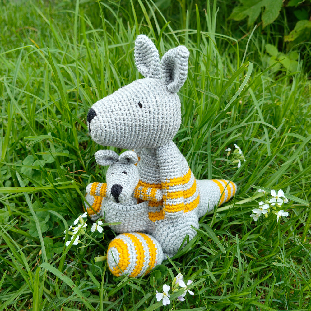 Kangaroo Soft Plush Toy | Toys For Kids | Handmade Infant Soothe Toys | Artisan Made In India | Amigurumi Toys | 100% Cotton | Crochet Cuddle Toys