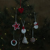 Christmas home decor - pack of 7 Stuffed Plush Toy | Festive Glow Set – Handcrafted santa, Heart, Snowman, Star, Bauble, Mistletoe, Christmas Tree , | Artisan Made In India | 100% Cotton | Gift pack