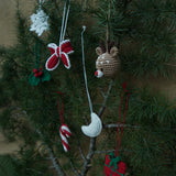 Christmas home decor - pack of 7 Stuffed Plush Toy | Festive Glow Set – Handcrafted Snowflake, Bow, Reindeer, holly leaf, Moon, Candy Cane, Gift Box | Artisan Made In India | 100% Cotton | Gift pack