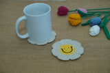 Smiley Tea Coaster | Handmade Crochet Festival Decoration | Artisan Made In India | Eco-Friendly| 100% Cotton |