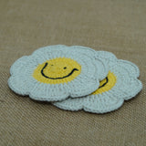 Smiley Tea Coaster | Handmade Crochet Festival Decoration | Artisan Made In India | Eco-Friendly| 100% Cotton |