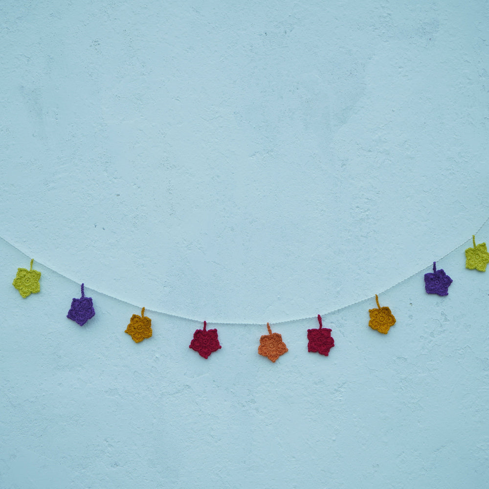 Colorful Leaf Toran | Handmade Crochet Festival Decoration | Artisan Made In India | Eco-Friendly| 100% Cotton |Taran