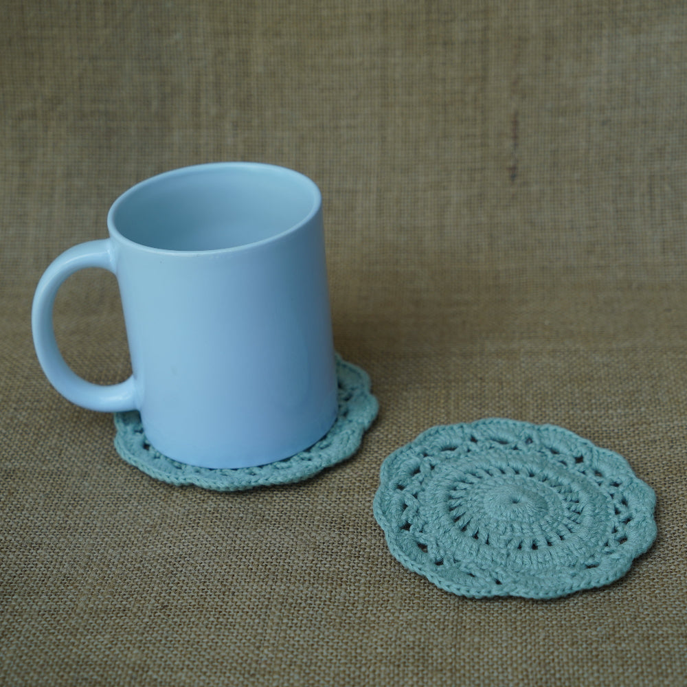 Flower Tea Coaster | Handmade Crochet Festival Decoration | Artisan Made In India | Eco-Friendly| 100% Cotton |