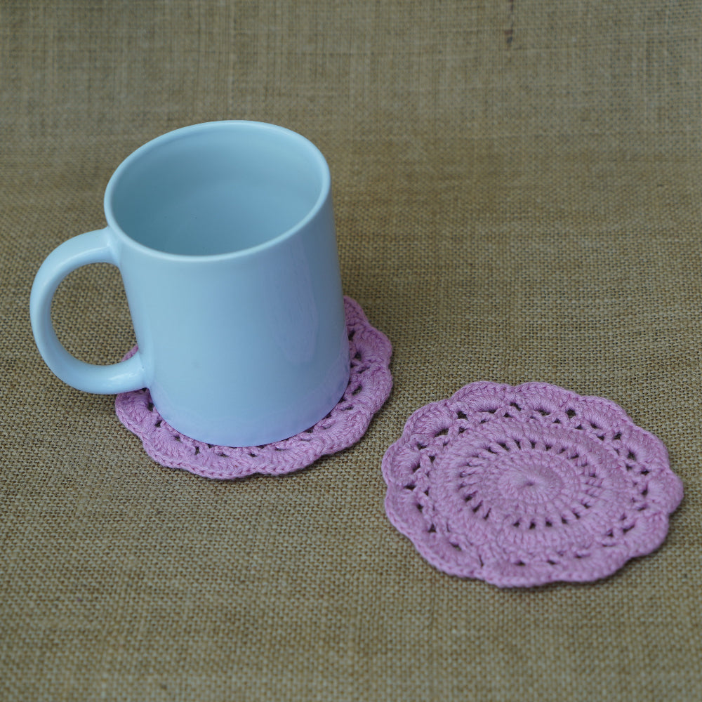 Flower Tea Coaster | Handmade Crochet Festival Decoration | Artisan Made In India | Eco-Friendly| 100% Cotton |