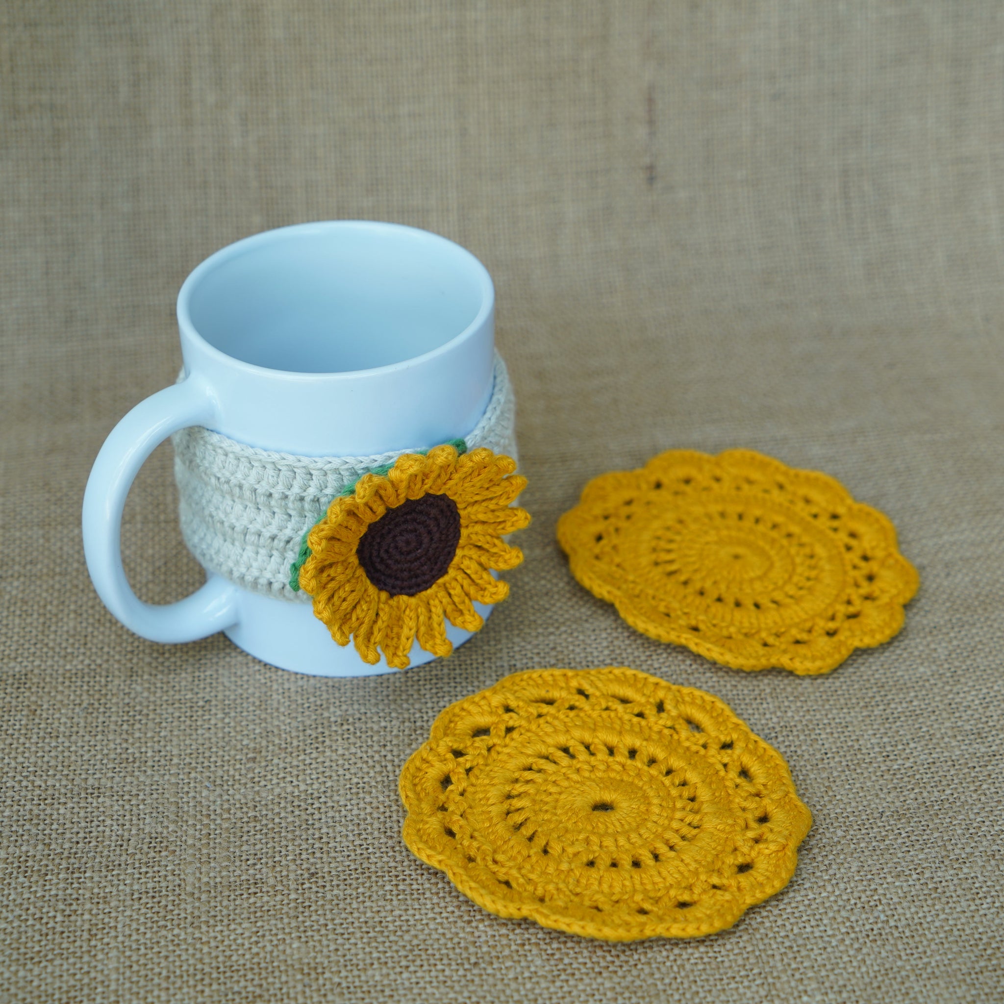 Flower Tea Coaster | Handmade Crochet Festival Decoration | Artisan Made In India | Eco-Friendly| 100% Cotton |