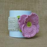 Poppy Mug Warmer| Handmade Crochet Festival Decoration | Artisan Made In India | Eco-Friendly| 100% Cotton |