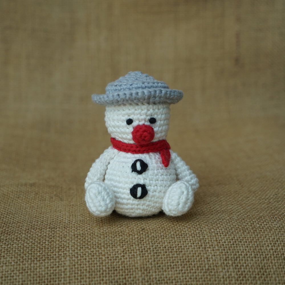 Cap Snowmen Soft Plush Toy | Toys For Kids | Handmade Infant Soothe Toys | Artisan Made In India | Amigurumi Toys | 100% Cotton | Crochet Cuddle Toys