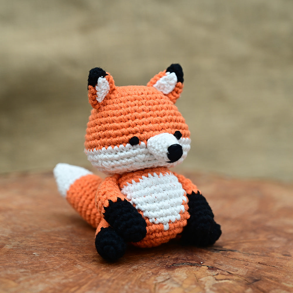Fox Plush Stuffed Toy | Orange | Toys For Kids | Handmade Infant Soothe Toys | Artisan Made In India | Amigurumi Toys | 100% Cotton | Crochet Cuddle Toys