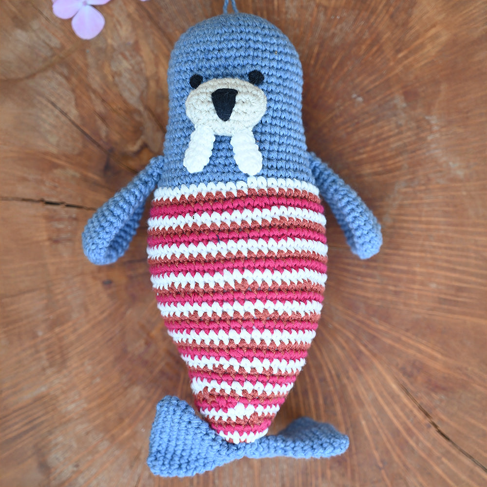 Walrus Soft Plush Toy | Toys For Kids | Handmade Infant Soothe Toys | Artisan Made In India | Amigurumi Toys | 100% Cotton | Crochet Cuddle Toys