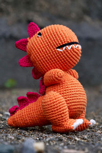 Amigurumi T-Rex Soft Plush Toy | Toys For Kids | Handmade Infant Soothe Toys | Artisan Made In India | Amigurumi Toys | 100% Cotton | Crochet Cuddle Toys