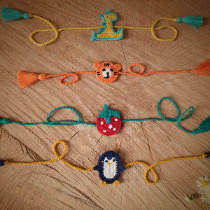 Kids Rakhi Combo 3 | Set of 4 | Rakshabandhan | For Kids & Adults | Artisan Made In India | 100% Cotton | Crochet, Hand Knitted