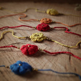 Moti Flower Rakhi Combo Set of 6 | Rakshabandhan | For Kids & Adults | Artisan Made In India | 100% Cotton | Crochet, Hand Knitted