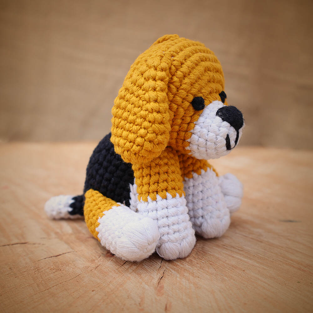 Beagle Dog Soft Plush Toy | Toys For Pets | Handmade Infant Soothe Toys | Artisan Made In India | Amigurumi Toys | 100% Cotton | Crochet Cuddle Toys