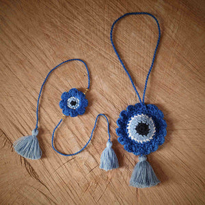 Evil Eye bunting and Rakhi | Handmade Infant Soothe Toys | Artisan Made In India | Amigurumi Toys | 100% Cotton | Crochet Cuddle Toys | Rakshabandhan| Gifting