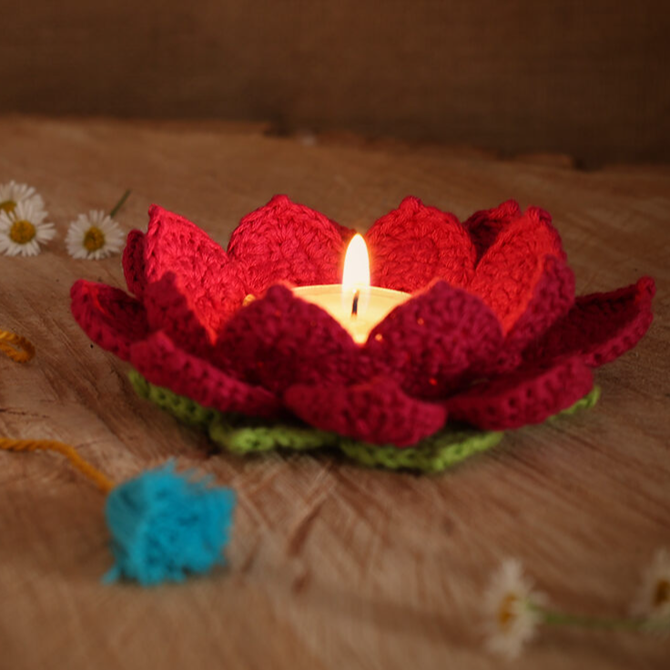 Lotus Tea Light Holder | Home Decor| Artisan Made In India | 100% Cotton | Gifting