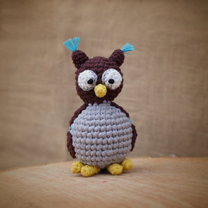 Sleepy Owl Plush Toy | Handmade Infant Soothe Toys | Artisan Made In India | Amigurumi Toys | 100% Cotton | Crochet Cuddle Toys