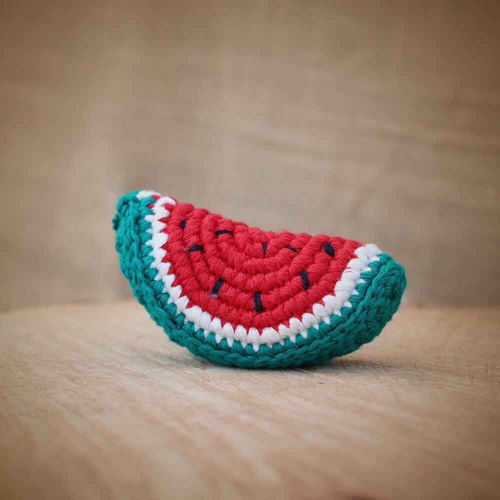 Watermelon Slice Plush Stuffed Toy | Toys For Kids | Handmade Infant Soothe Toys | Artisan Made In India | Amigurumi Toys | 100% Cotton | Crochet Cuddle Toys