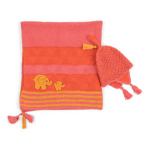 Baby Blanket and Cap - Pink and Yellow